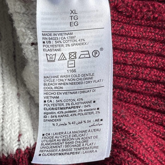 Old Navy Sweater Mens Extra Large XL Red Christmas Poinsetta Long Sleeve Knit - Picture 4 of 9